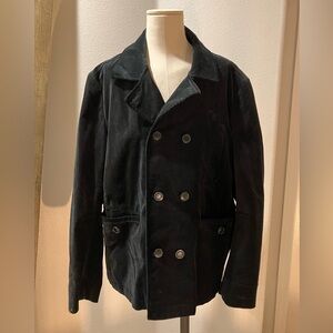 Black Double Breasted Suede Jacket